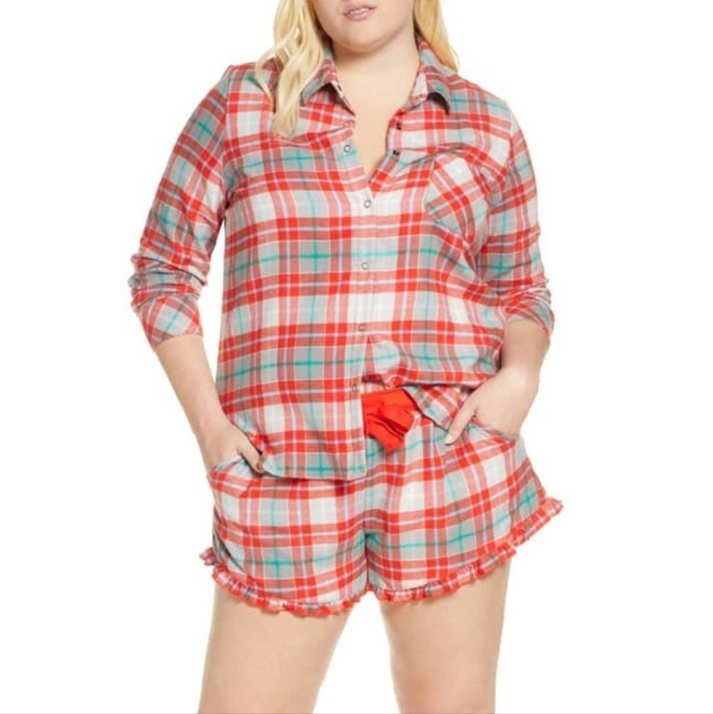 NWT BP plaid flannel pajama set with shorts XL